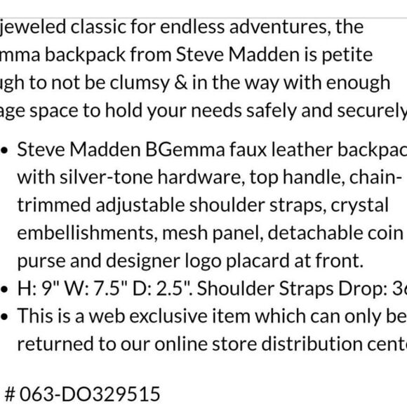 Steve Madden BGemma Rhinestone Backpack- Wine main image 6
